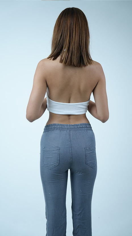 Pantalon Capri en Chambray-Gris