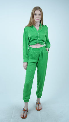 Ensemble de Détente en Satin-Vert