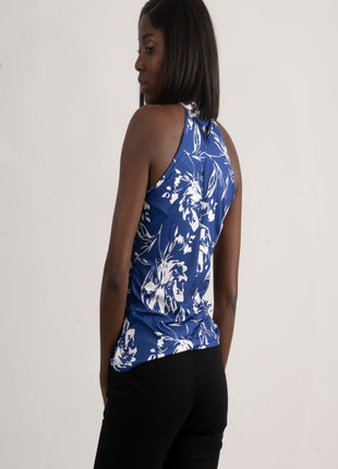 Top Halter Floral Bleu