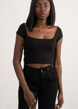 Crop Top Basique 'Noir Essentiel'