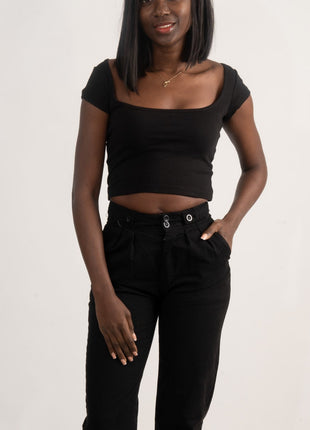 Crop Top Basique 'Noir Essentiel'