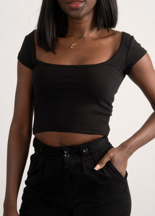 Crop Top Basique 'Noir Essentiel'