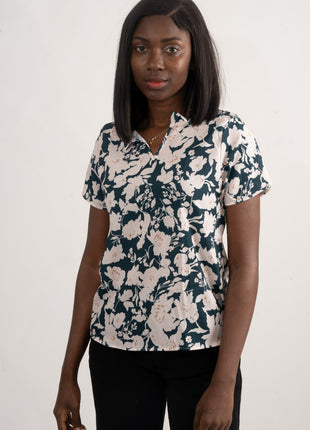 Blouse à Motif Floral Monochrome