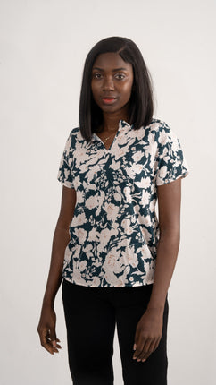 Blouse à Motif Floral Monochrome