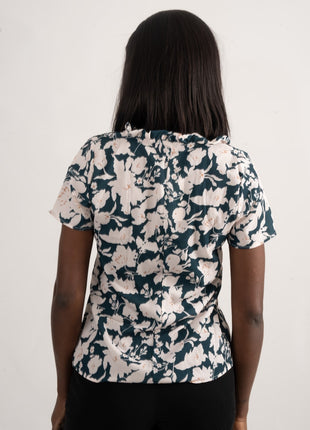 Blouse à Motif Floral Monochrome