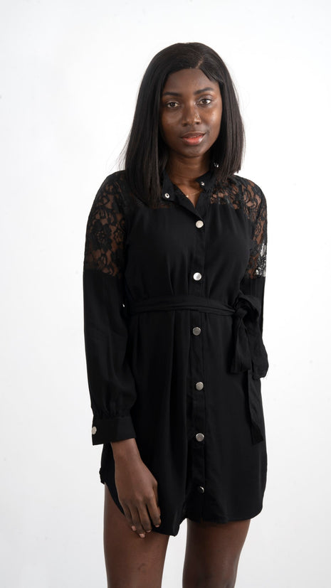 Robe Mini Noire en Dentelle