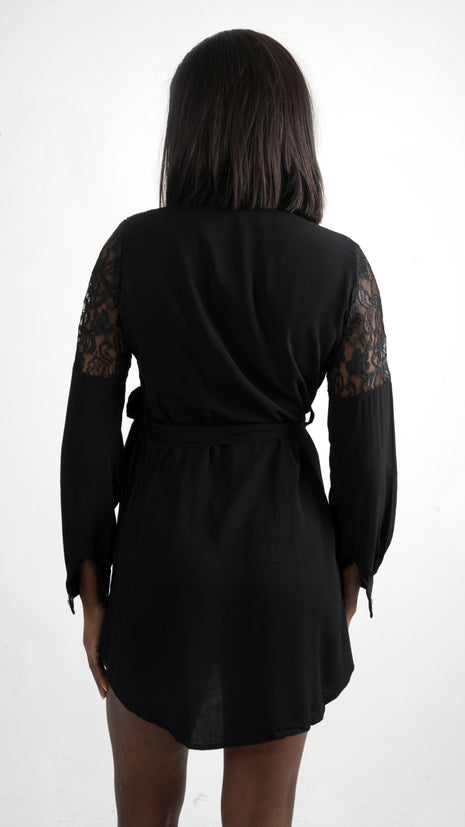 Robe Mini Noire en Dentelle