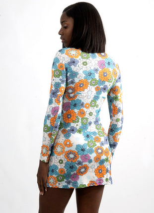 Robe Ajustée Florale Rétro Blanche