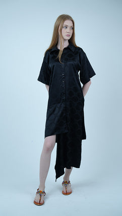 Robe-Chemise Asymétrique-Noire