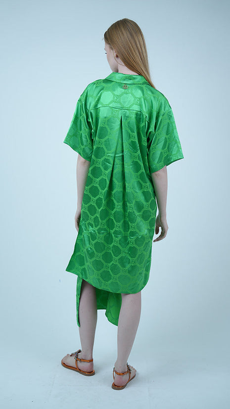 Robe-Chemise Asymétrique-Verte