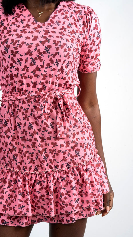 Robe Été Florale en Rose Vif