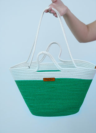 Sac à Main Bicolore en Maille Crochetée