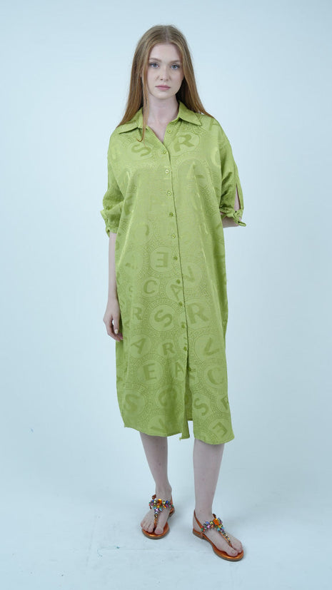 Robe Chemise Monogramme-Verte