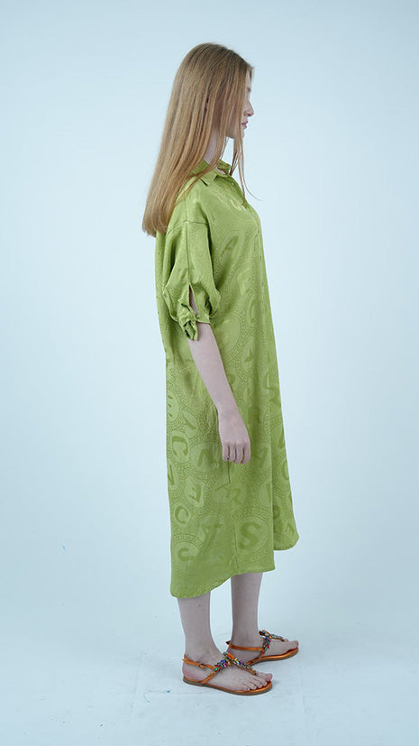 Robe Chemise Monogramme-Verte