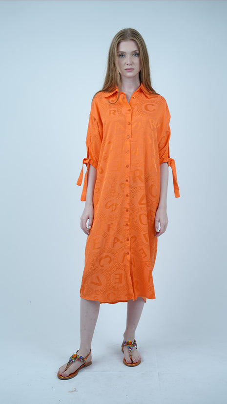 Robe Chemise Monogramme-Orange