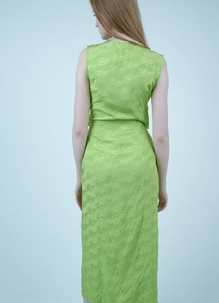 Robe Midi avec Détail Découpe-Verte