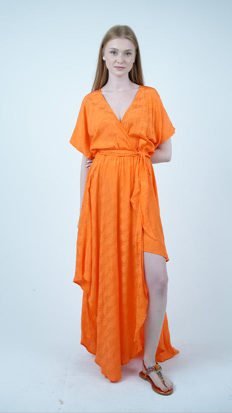 Robe en satin avec fente Fendi Roma-Orange