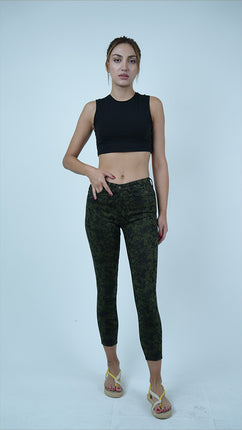 Pantalon Slim Imprimé Serpent-Vert