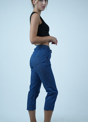 Pantalon Capri en Denim Léger-Bleu