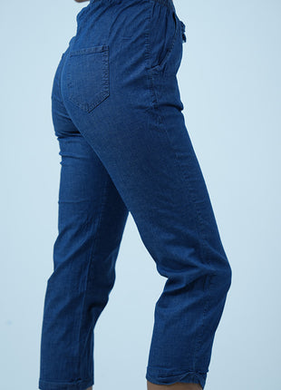 Pantalon Capri en Denim Léger-Bleu