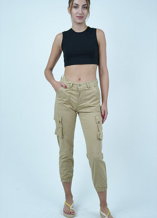 Pantalon Cargo pour Femmes-Beige