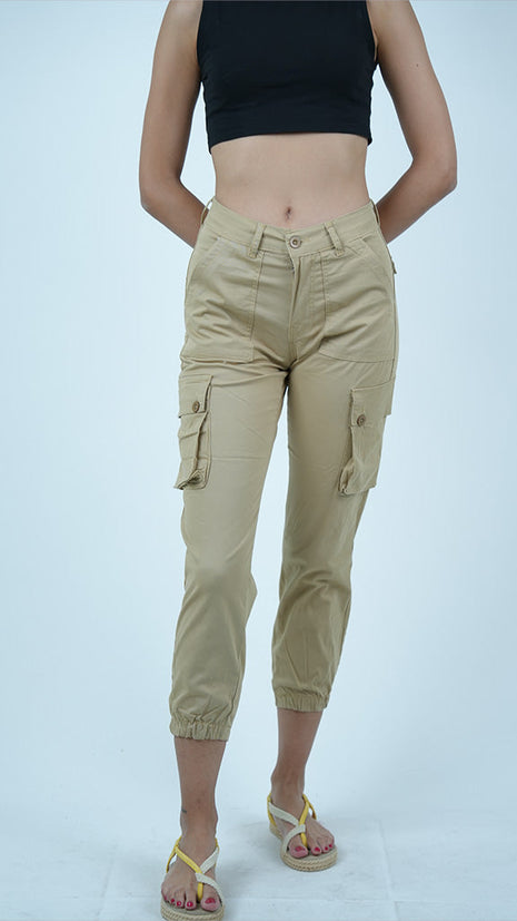 Pantalon Cargo pour Femmes-Beige