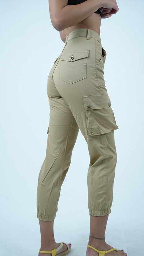 Pantalon Cargo pour Femmes-Beige