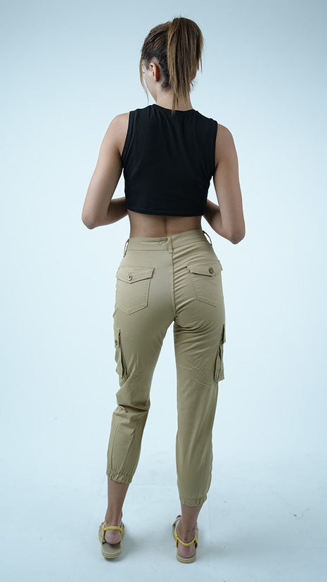 Pantalon Cargo pour Femmes-Beige