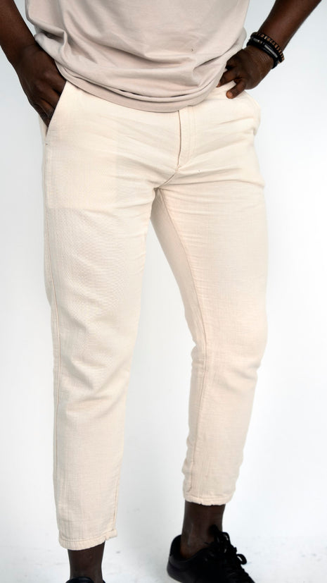 Pantalon Slim Fit Blanc Cassé