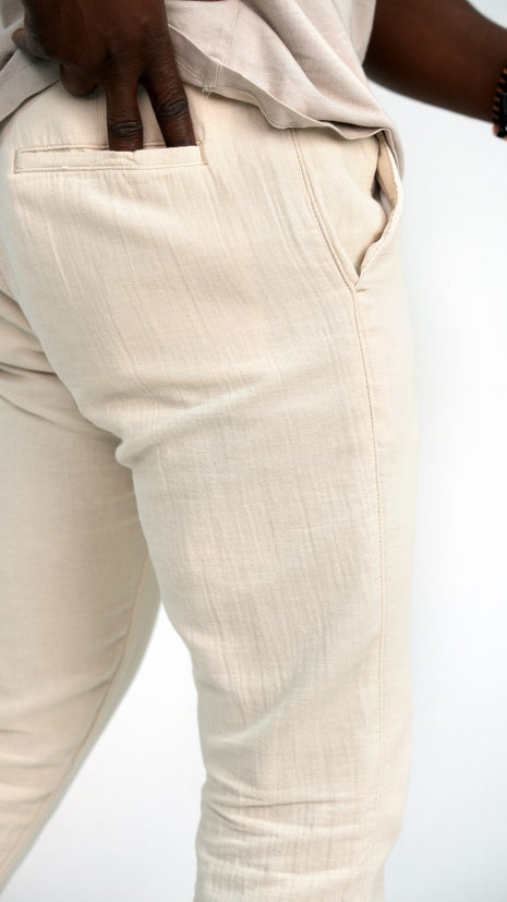 Pantalon Slim Fit Blanc Cassé