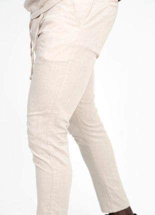 Pantalon En Lin Blanc Cassé à Lacets