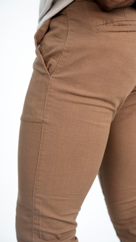 Pantalon En Lin Marron à Lacets