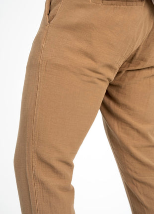 Pantalon En Lin Taupe à Lacets