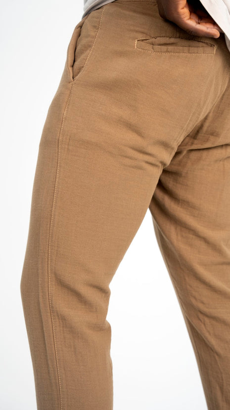 Pantalon En Lin Taupe à Lacets