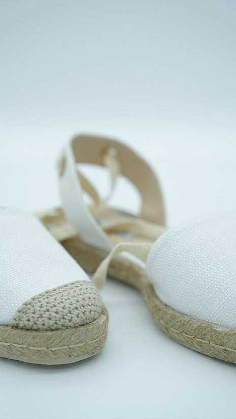 Espadrille Élégante Blanche à Lacets