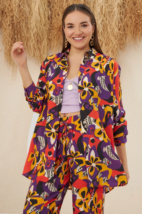 Kimono Tropical  à Imprimé Floral