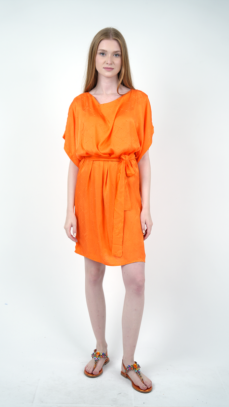 Robe Tunique Texturée-Orange