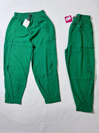 Pantalon Sarouel Vert Emeraude Aéré à Fentes Latérales