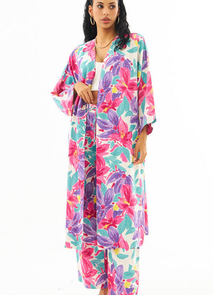 Kimono Fleurie Mi-Longue