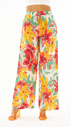 Pantalon Palazzo Floral Vibrant