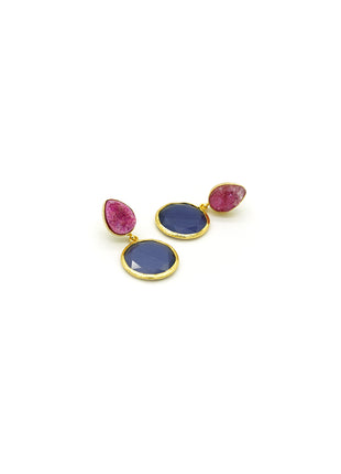 Boucles d'Oreille "Luminescent" Rose-Bleu