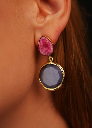 Boucles d'Oreille "Luminescent" Rose-Bleu