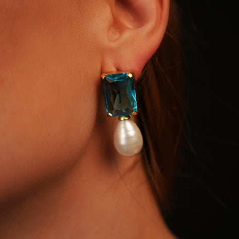 Boucles d'Oreille "Spring Blossom" Bleu-Perles
