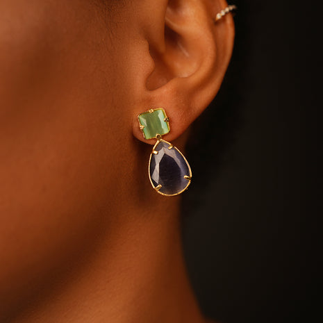 Boucles d'Oreilles "Serene" Vert-Bleu Foncé