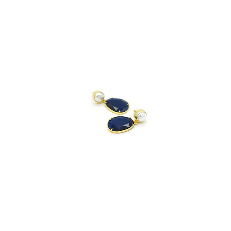 Boucles d'Oreilles "Nightfall" Perles-Bleu