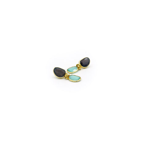 Boucles d'oreilles "Wrapped Stones" Marron-Bleu Clair