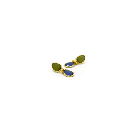 Boucles d'Oreilles "Wrapped Stones" Vert-Bleu