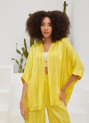 Kimono Léger en Jacquard Jaune