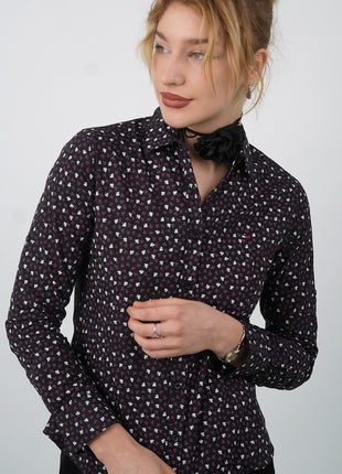 Chemise à Motifs Printanière Pour Femmes-Violet