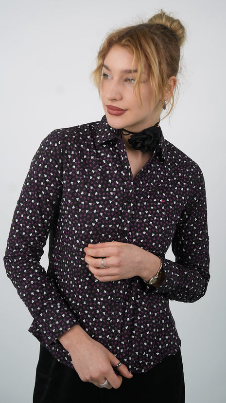 Chemise à Motifs Printanière Pour Femmes-Violet